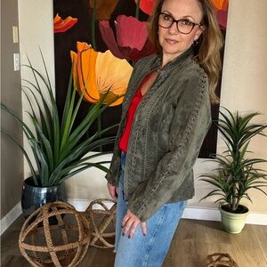 LAST CHANCE: Olive suede leather jacket